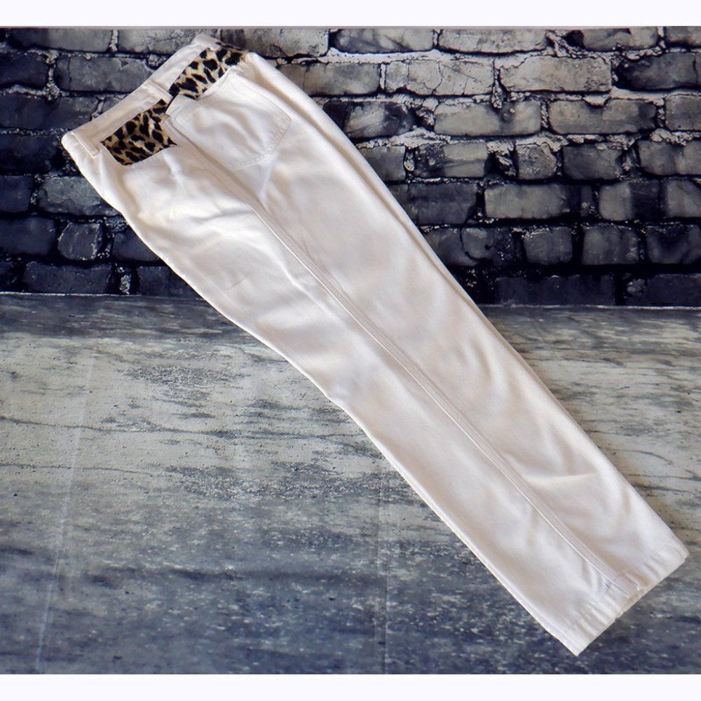 Cache animal print acct white pants